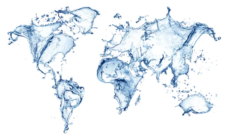 World Map in Water Splash