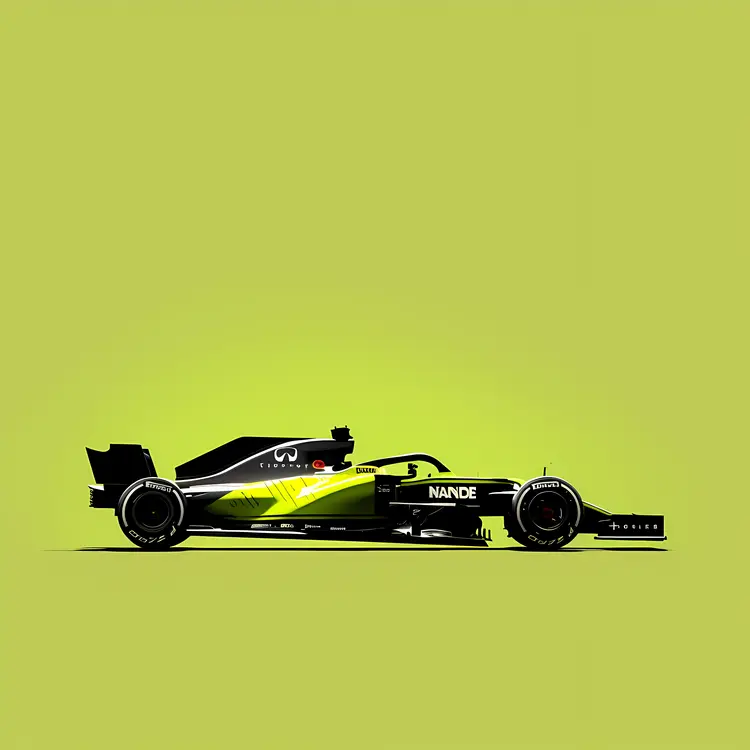 Black and Green Race Car on Green Background