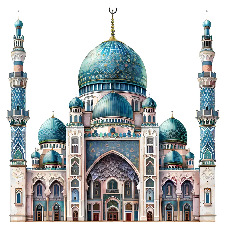 Blue Domed Mosque with Minarets
