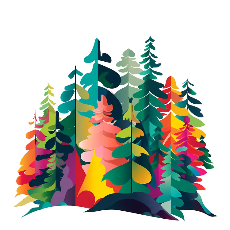 Abstract Colorful Forest Art