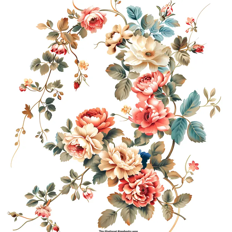 Charming Floral Composition with Petals and Leaves