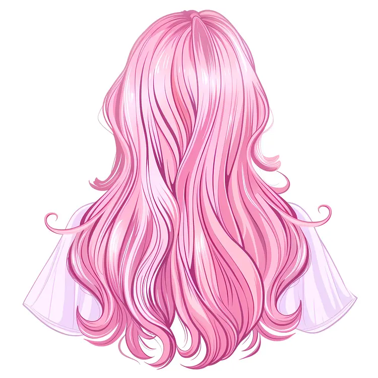 Elegant Long Pink Wavy Hair
