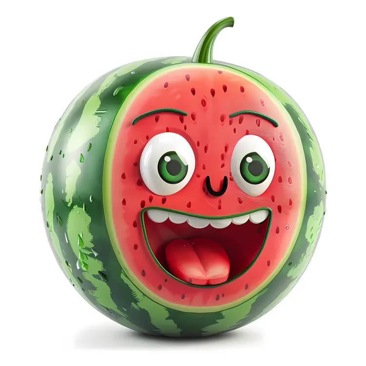 Excited Watermelon Cartoon Illustration