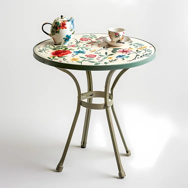 Floral Table with Teapot and Cup