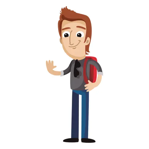 Man Waving with Backpack