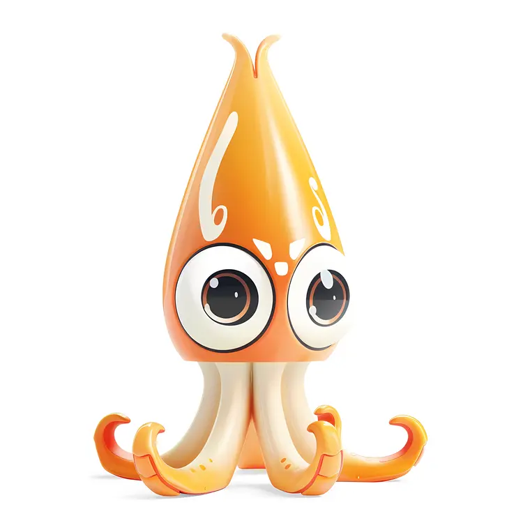 Cute Orange Squid Cartoon