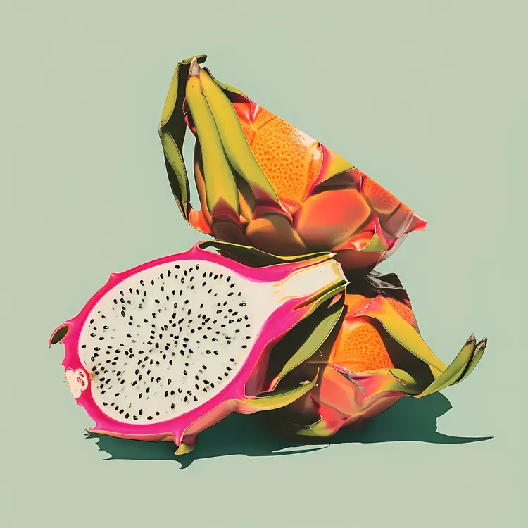 Sliced Pink and Green Dragon Fruit