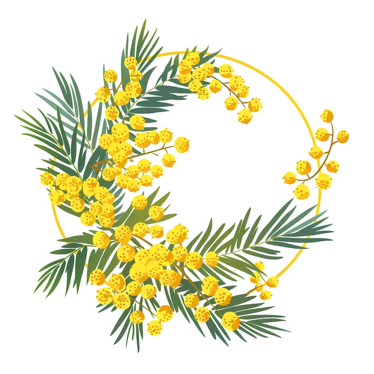 Delicate Yellow Flower Wreath with Green Leaves