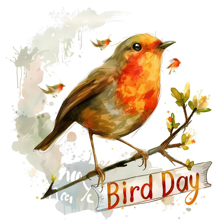 Bird on Branch for Bird Day