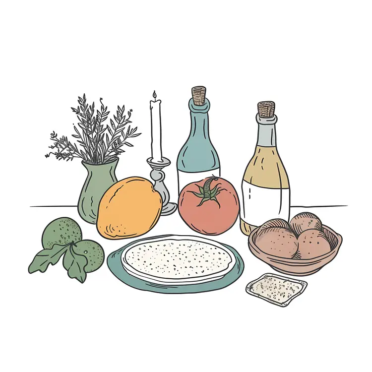 Matzo and Vegetables with Herbs and Candle for Passover