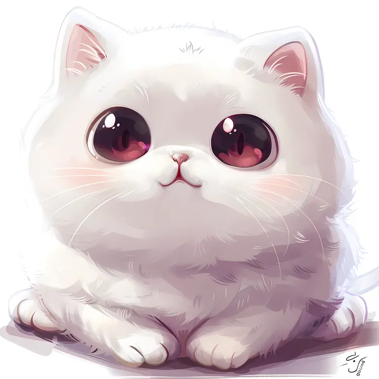 Adorable Fluffy White Cat