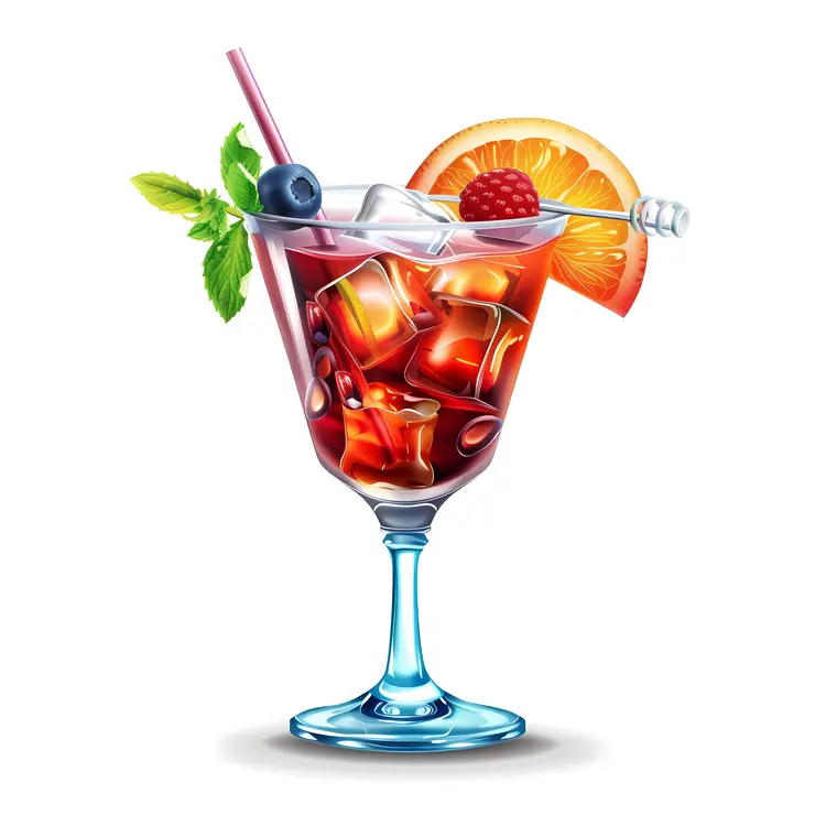 Dark Cocktail with Orange and Berries