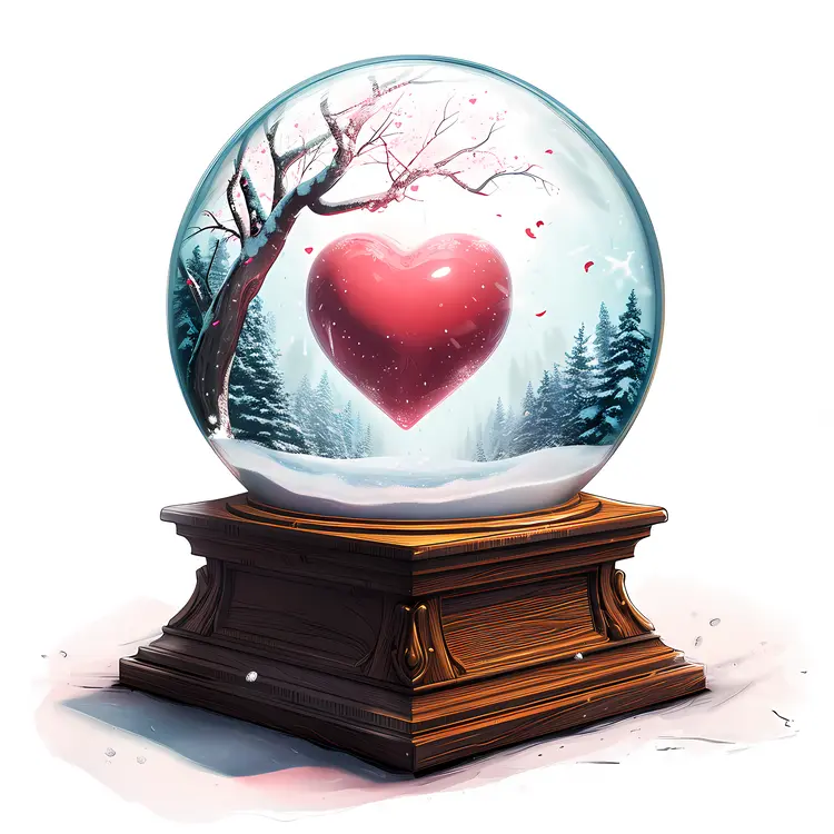 Heart Tree in Snow Globe