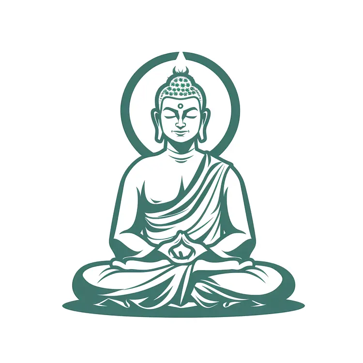 Green Buddha Illustration with Halo