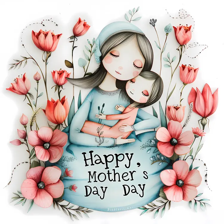 Mother and Child Illustration for Mother's Day
