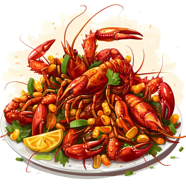 Cooked Lobsters on Plate