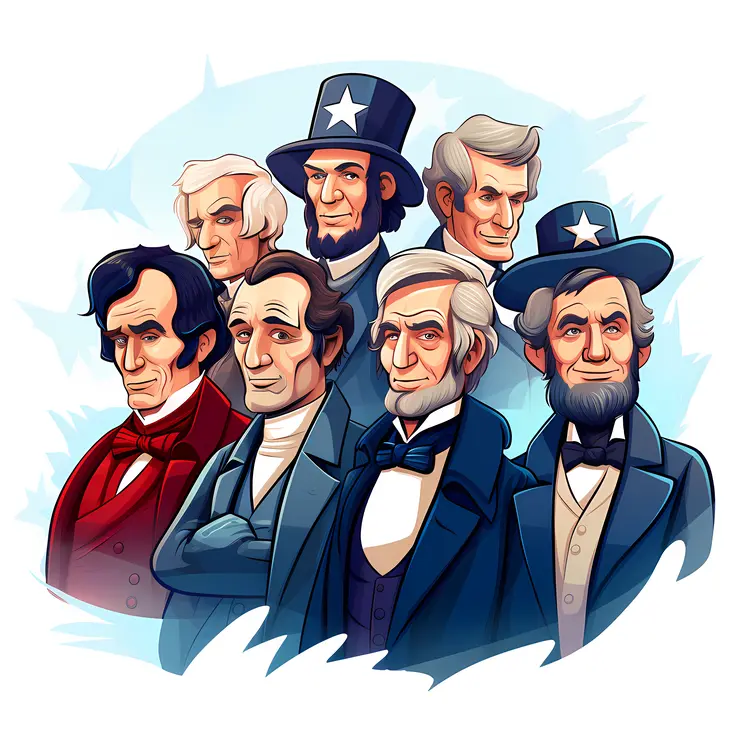 Cartoon Presidents in Historical Attire