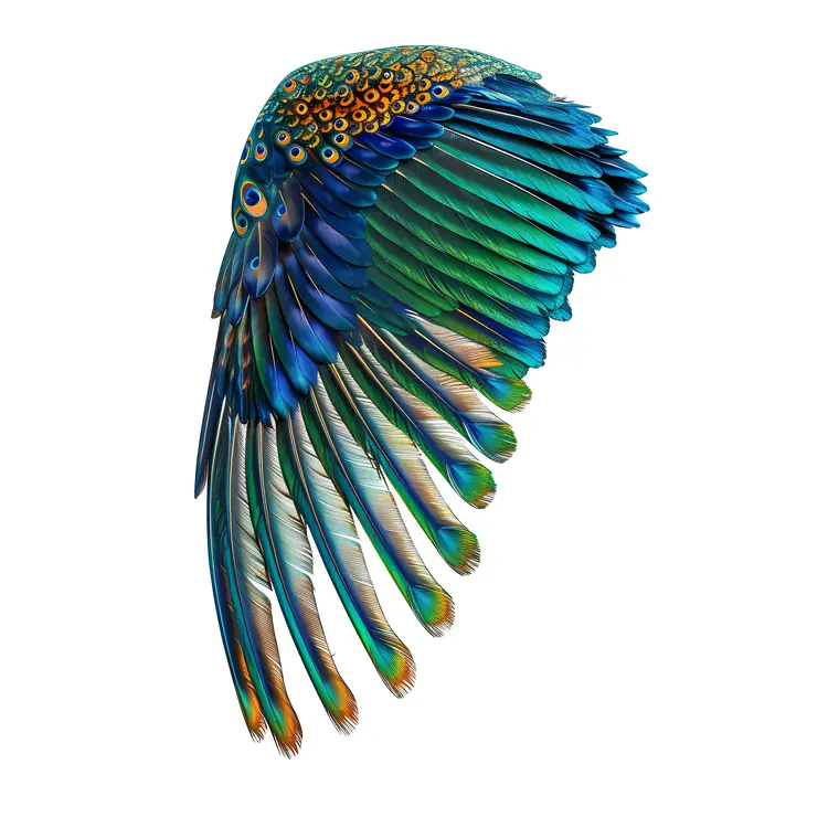 Vibrant Peacock Wing with Feathers