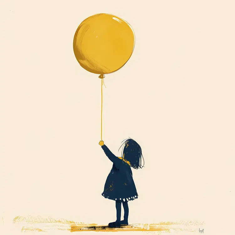 Child Holding Yellow Balloon