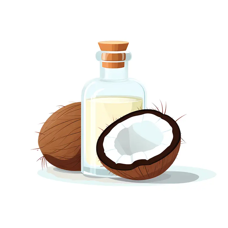 Coconut and Oil with Leaves