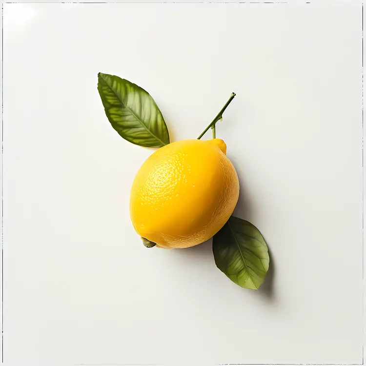 Yellow Lemon with Green Leaves