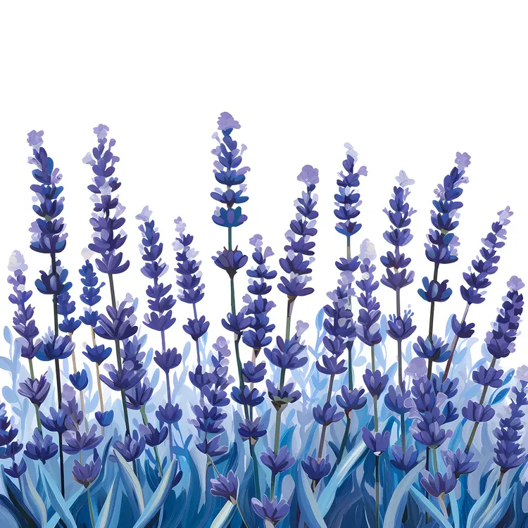 Blue and Purple Lavender Stems Illustration