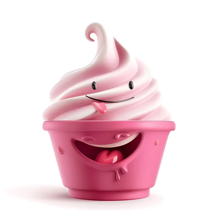 Smiling Pink Ice Cream Cup