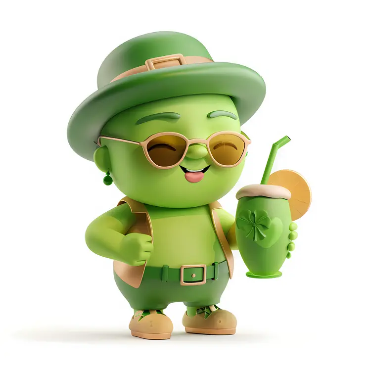 Green Character with Drink Celebrating St. Patrick's Day