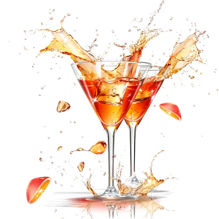 Vibrant Cocktail Glasses with Orange Slices