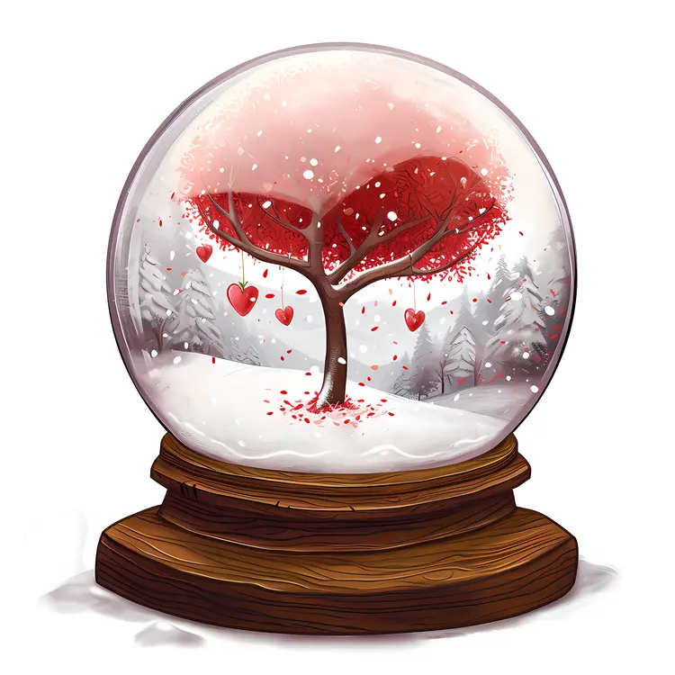 Heart Tree in Snow Globe