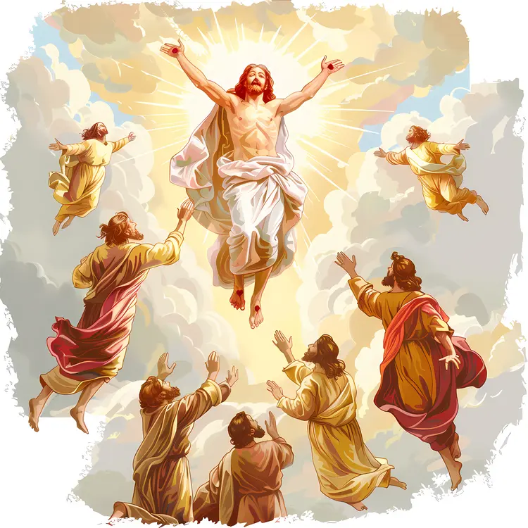 Jesus Ascending with Disciples