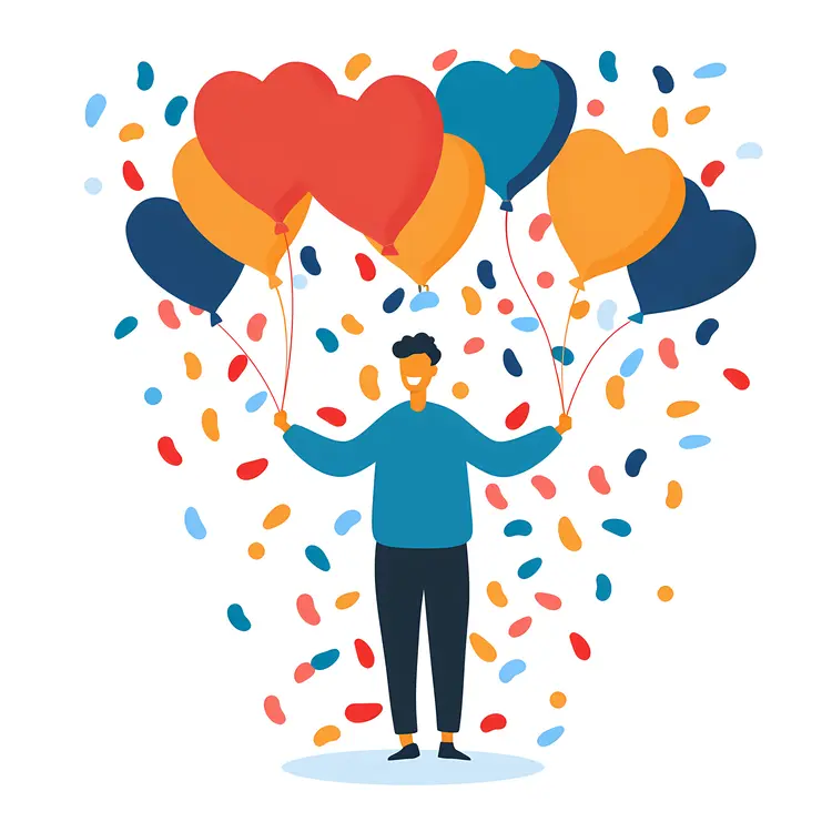 Heart-Shaped Balloons with Confetti