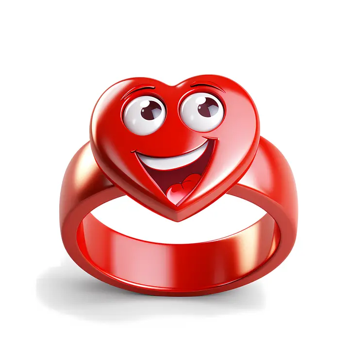 Red Heart Ring with Happy Face