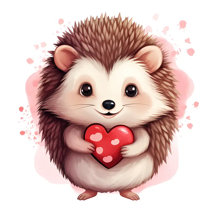 Cute Hedgehog Holding a Heart