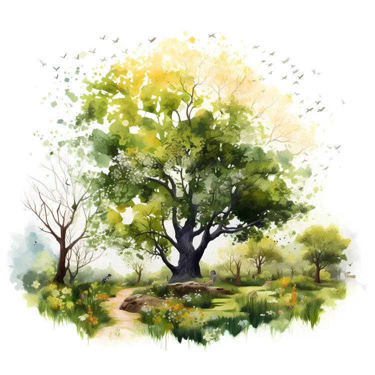 Large Tree in a Serene Landscape