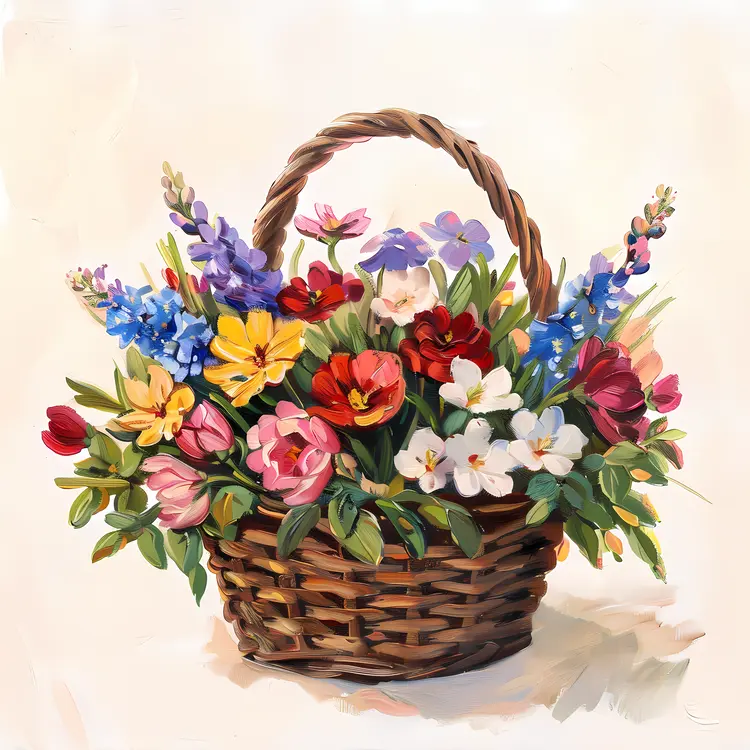 Lively Basket of Colorful Flowers