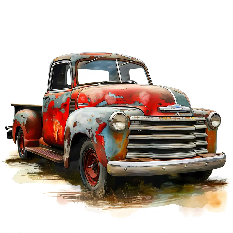 Rusty Vintage Truck Illustration