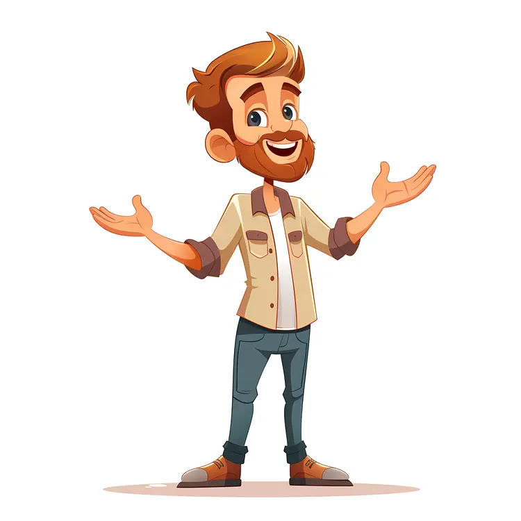 Friendly Cartoon Man with Beard