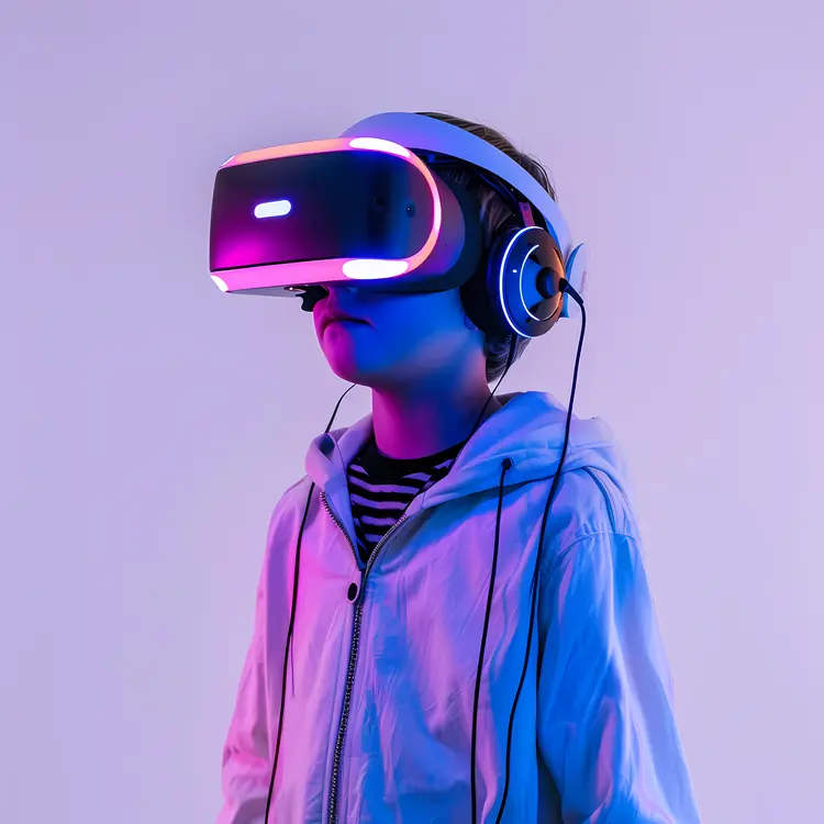 Child in Hoodie with VR Headset