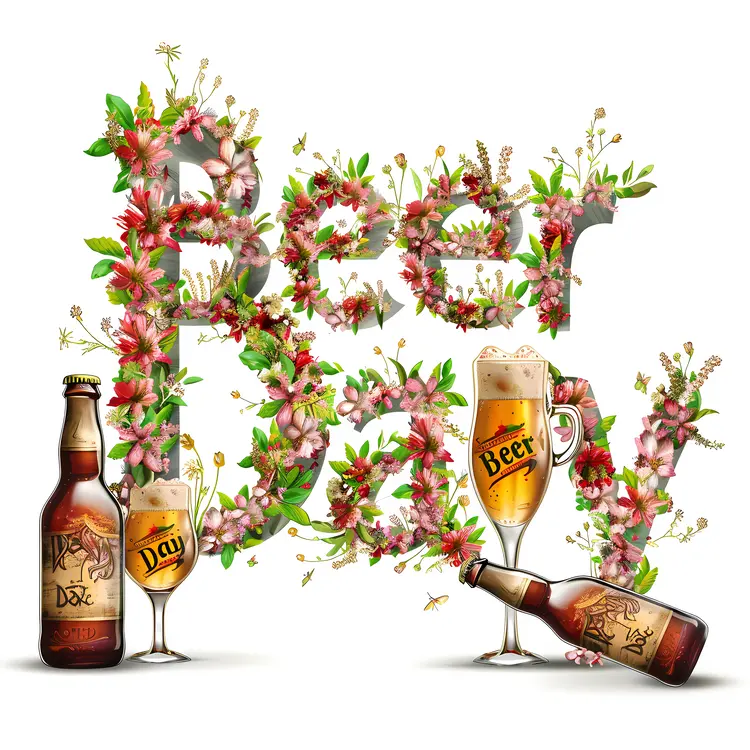 Beer Day Celebration with Floral Letters