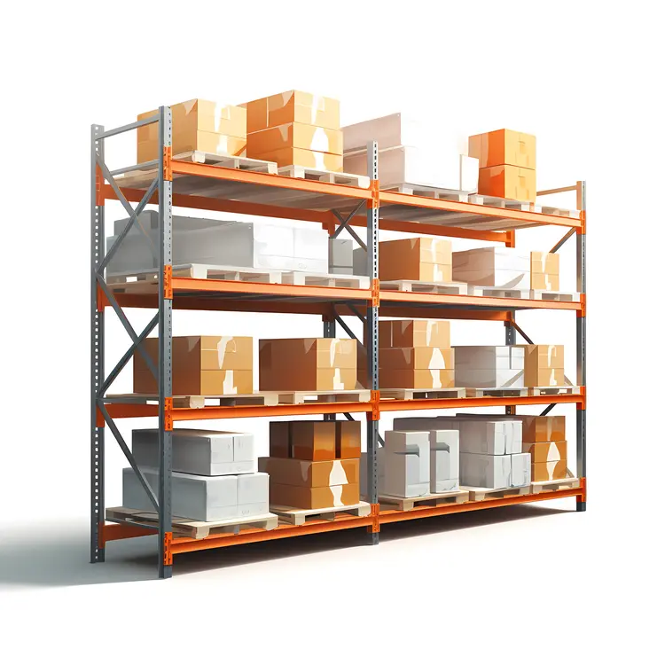 Warehouse Shelves with Boxes