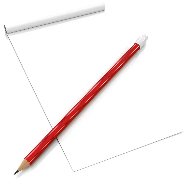 Red Pencil with Blank Paper