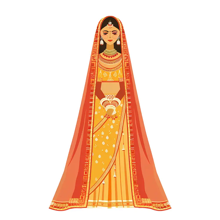 Traditional Indian Bride in Yellow and Red Attire