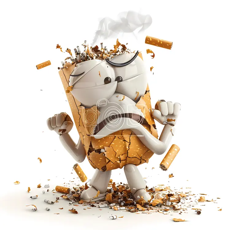 Crushed Cigarette Butt with Angry Face