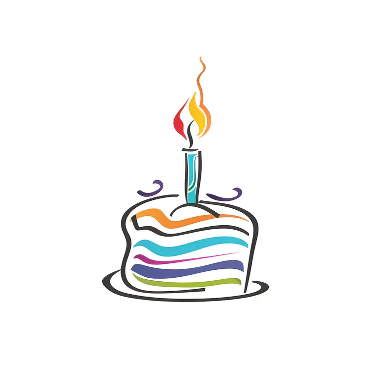 Colorful Birthday Cake with Candle