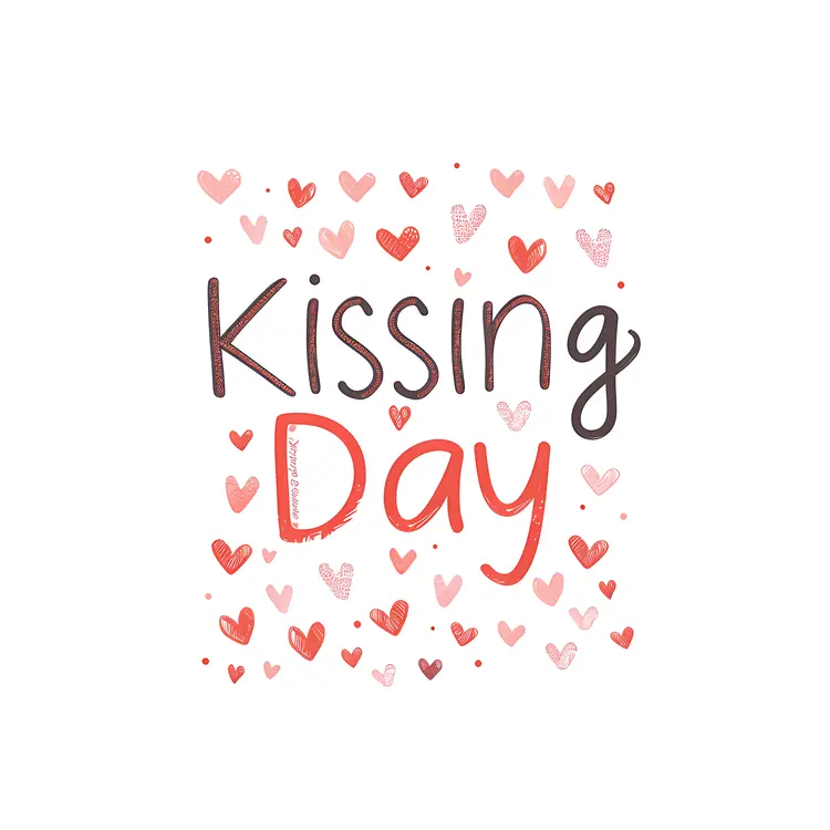 Kissing Day Celebration with Red Hearts