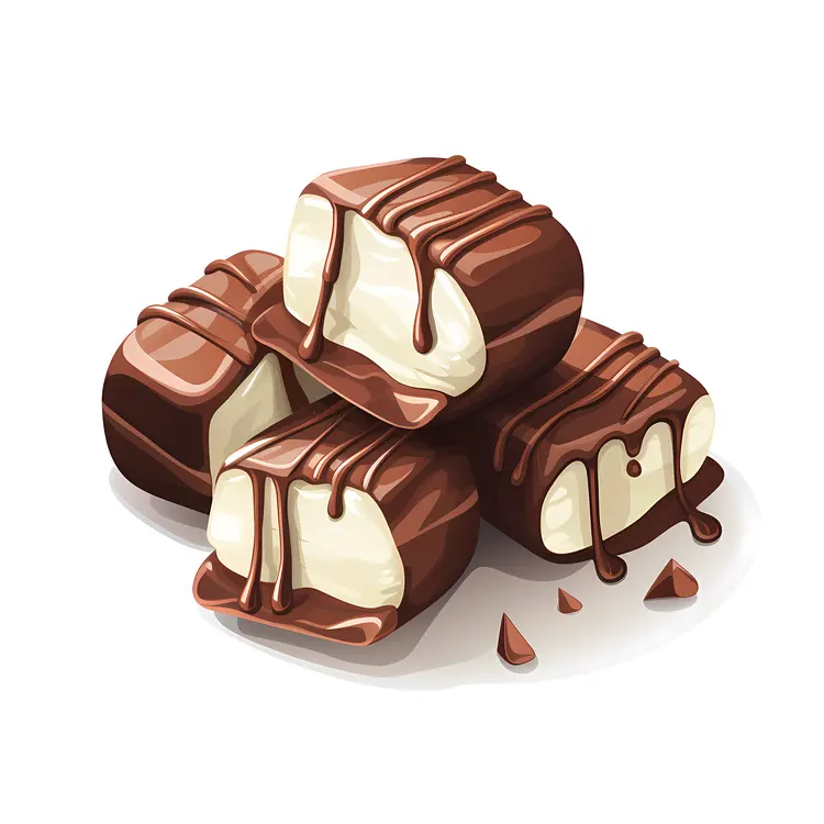 Chocolate Drizzled Cream Cubes
