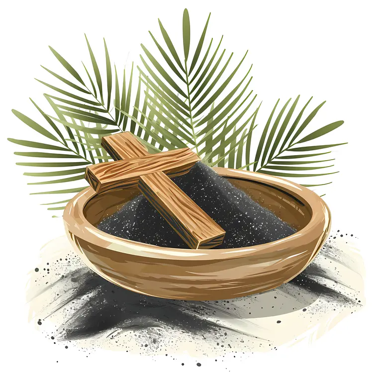 Cross and Ashes with Palm Leaves