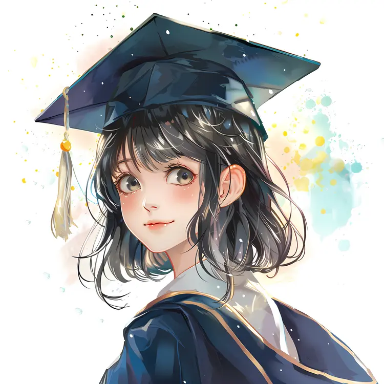 Graduation Girl in Cap and Gown