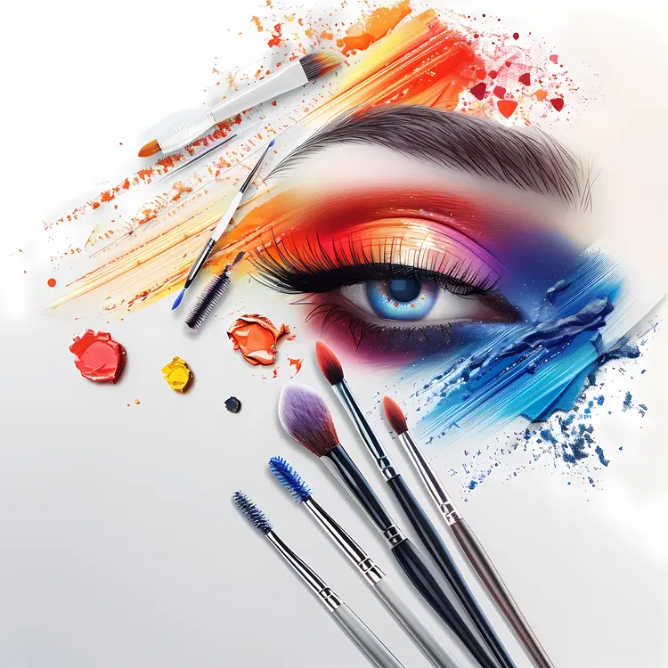 Colorful Eye Makeup with Brushes